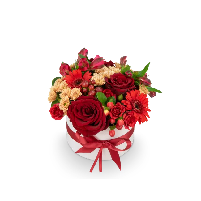 Box červených květin